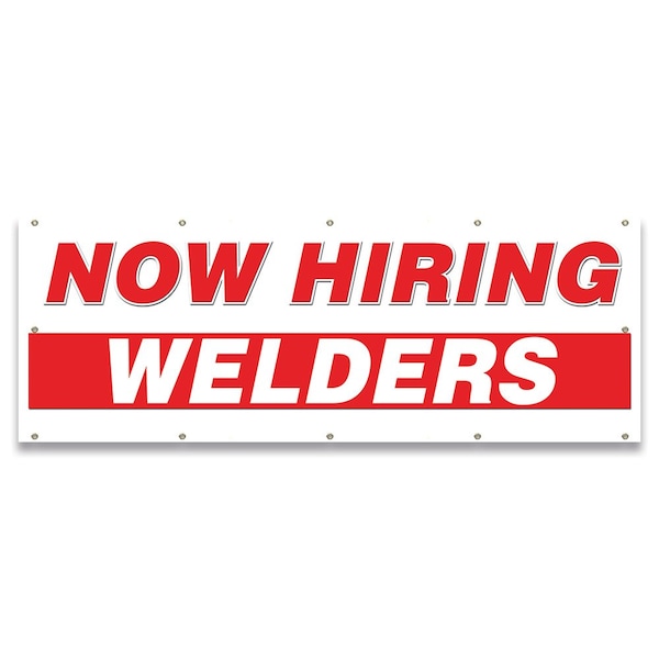 Now Hiring Welders Banner Apply Inside Accepting Application Single Sided